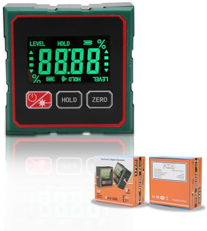 Visor de ángulo digital con láser electrónico, medidor de ángulo magnético de 4 lados, para trabajos, construcción, maquinaria y cajas de nivel de burbuja