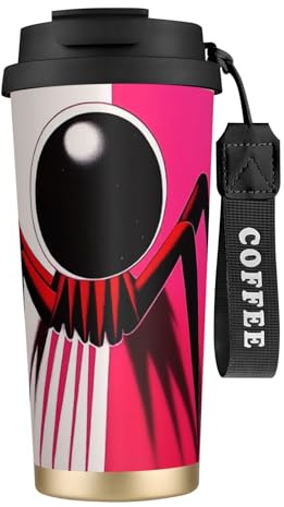 Unique Customized Coffee Mug - Insulated Stainless Steel Tumbler for Travel, Home & Office - 17 oz Pink background spider Black