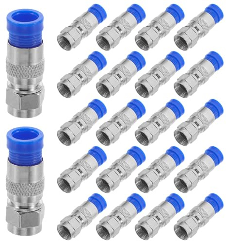 VANZACK Conector de Compresión Rg6 Tipo F para Cable Coaxial TV, Kit de 40 Unidades, Accesorio de Conexión Resistente y Fiable para Antena, Compatible Redes Domésticas y Oficina