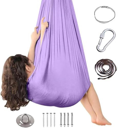 Yoga Tuch Zum AufhäNgen Swing 200 Kg Max. Tragfähigkeit Mit Beschläge -Swing Geeignet, Um Ängste Abzubauen,Glück(H,280x100CM/110x39in)