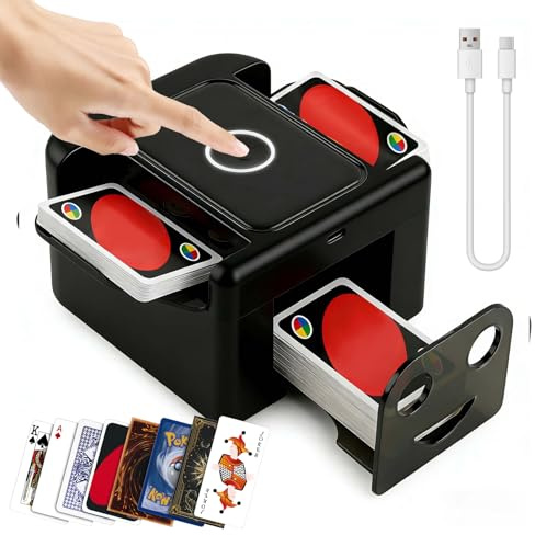 Mapille Barajador de Cartas Automático,Mezclador de Cartas Eléctrico,Card shuffler para 1-2 Barajas,Automático y Manual,Recargable 2400mAh,para Póquer Blackjack Texas Hold'em (M5L-B)