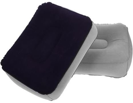 LOPUNER 2 Stück Pack Aufblasbare Fußstützen aus PVC mit Flokati Tragbar und Platzsparend für Auto und Büro zur Fußentspannung für Damen und Herren