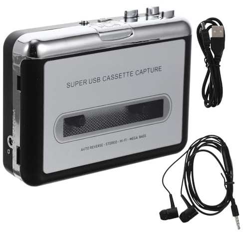 TOPBATHY Convertidor de Casete USB Portátil sin Batería, Reproductor de Cinta a Mp3 de Alta Fidelidad, Compatible Alimentación Dc5.00 para Digitalizar Casetes y Escuchar Música en