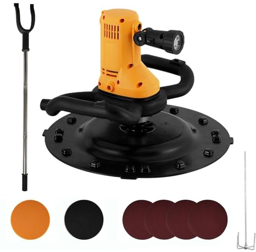 Cazzuola Per Calcestruzzo Con Asta Di Miscelazione Betoniera, Levigatrice Per Calcestruzzo, Cazzuola Elettrica Per Malta E Intonaco Da 80-600 Rpm, Lucidatrice Per Pareti Con Asta Di Prolunga(Yellow)