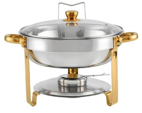 Generic 4er-Pack 5-Liter-Chafing-Dish-Buffet-Set mit Deckel und Deckelhalter, Edelstahl-Chafer für Geburtstags- und Feiertagsfeiern, kirchliche Veranstaltungen