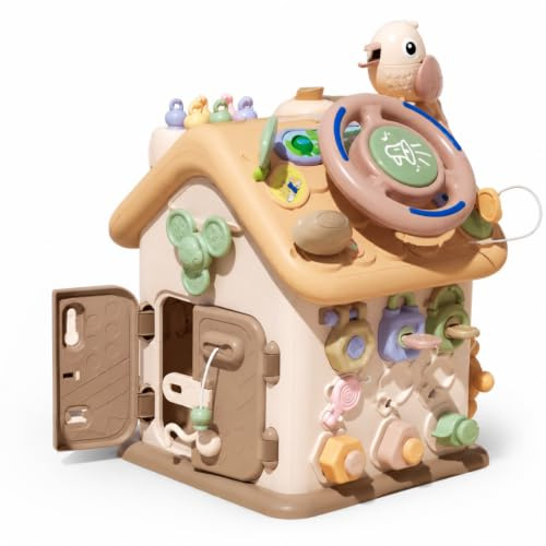 Sharplace Children Educational Cube Sensory Activity House With Busy Board Motor Skills Cube Steering Wheel And Rotating Parts For Exploration suitable for