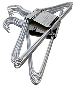 THE UM24 20 Counts Wire Cloth Hangers Galvanized Steel Metal Suit Clothes Hanger with Plastic Coating White Color 16 (40.5Cm) Wide - 13 Gauge