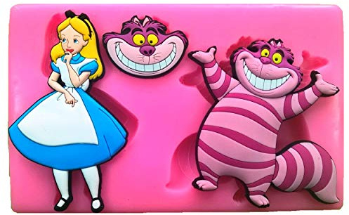 Moule en silicone Alice au pays des merveilles et chat du Cheshire pour décoration de gâteaux, cupcakes, glaçage Fairie Blessings
