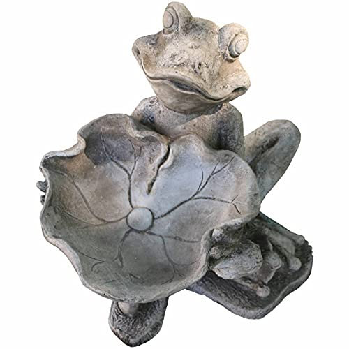 440s Vogeltränke freundlicher Frosch, Antiksteinguss, H ca. 23 cm | KK-2020-05 | 4260553563025