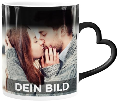 SpecialMe® Zaubertasse Herzhenkel Farbwechsel Tasse mit eigenem Foto Geschenkideen Liebe personalisierte Geschenke Weiss Magic-Herz-Tasse