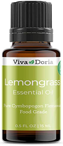 Viva Doria Lemongrass Essential Oil, 100% Pure, Natural Lemongrass Essential Oil, Undiluted, for Aromatherapy | Food Grade, 15 mL (0.5 Fluid Ounce)