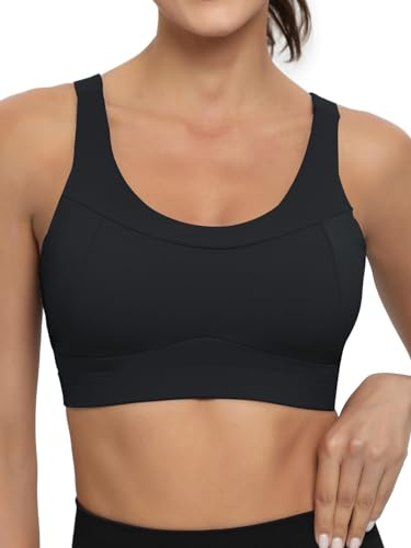 RUNNING GIRL High Impact Sports Bras for Women,Racerback Bra Workout Crop Tops for Women(WX2667 Black,L)