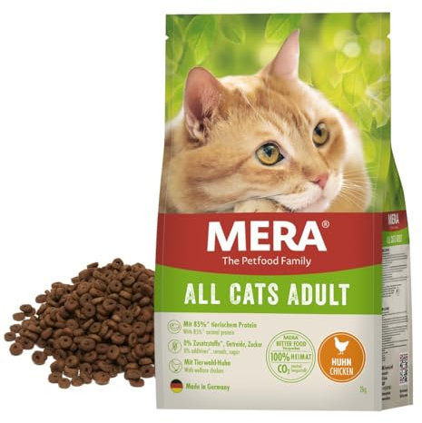 MERA Cats Huhn 2kg, Katzenfutter trocken für ausgewachsene Katzen, getreidefrei & nachhaltig, Katzen Trockenfutter mit hohem Fleischanteil