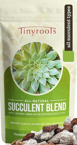 Tinyroots Terreau succulent – 2,25 litres, mélange de terreau pour cactus aide à éviter l'arrosage excessif, offre une rétention d'eau optimale pour vos plantes d'intérieur