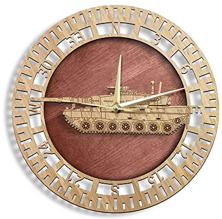 ELD 414 Tank Battalion Marine Corps Wooden Wall Clock Army Vehicles Silent Watch Panzerbattalion 414 Tankbataljon Military Gift size 30cm