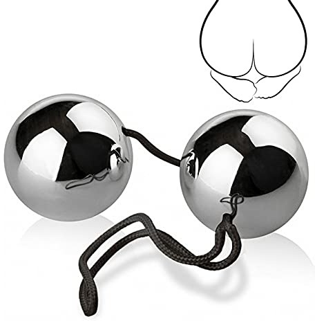 PQKuss Anal Beads Analkette für Frauen Mann mit 2 Anal Kugeln G Punkt Analplug Metall Analkugeln Extra Groß Edelstahl Anal Kette SM Liebeskugeln Anal Spielzeug Sexspielzeuge für Frauen Männer (Ø25mm)