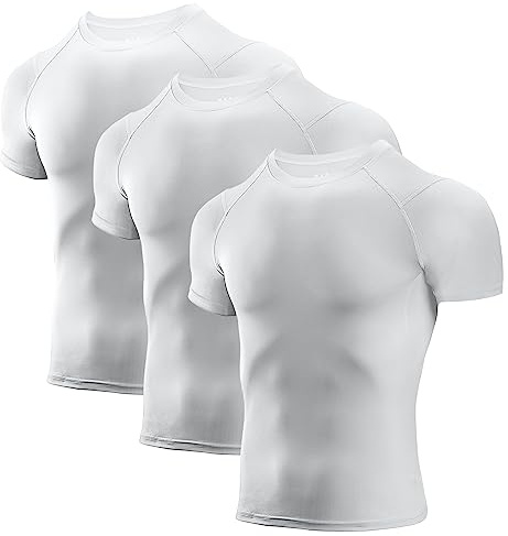 Niksa Men's Compression Shirts 3/5 Pack, Short Sleeve Athletic Compression Tops Cool Dry Workout T Shirt
