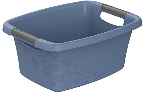 Rotho Flowers Cesta de la ropa 12l, Plástico (PP) sin BPA, azul, 12l (39.5 x 29.4 x 17.5 cm)