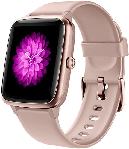 Waliefever Smartwatch Damen Smartwatch Bluetooth 1,3 Zoll Voll-Touchscreen Fitness-Armband Sportuhr 5ATM Wasserdichter Fitness-Tracker mit Herzfrequenzmesser Schrittzähler Musiksteuerung Stoppuhr Anru