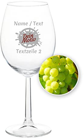 Weißweinglas Weinglas mit Gravur personalisiert/Namen, Weingläser graviert als Geschenk zum Geburtstag u. Hochzeit, Geschenkidee Frauen Männer Mama Papa
