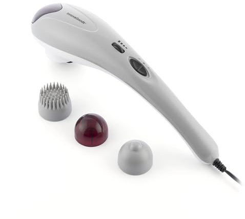 InnovaGoods® Elektrische Handmassagegerät Halaxer, massiert Ihren Körper tief und entspannend, mit 3 austauschbaren Köpfen, ideal für Zuhause und Arbeit.