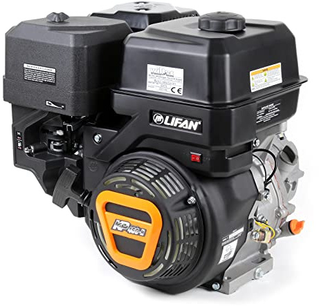 Wiltec LIFAN KP460-R Moteur essence – 500 x 457 x 380 mm – 12 kW (16,3 CV) – 459 ccm – 4 temps, 6,5 L, 22 mm – OHV, 10:1 – Monocylindre Lanceur manuel – pour Plaque vibrante et Engin Chantier