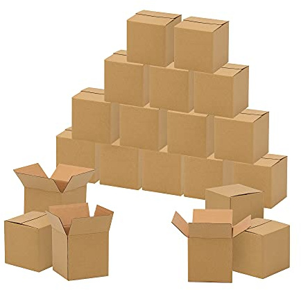 FARRAY Shipping Boxes 4x4x4 inches (Inner Size), 50 Pack Sturdy Kraft Corrugated Small Cardboard Boxes for Mailing Packing,Brown