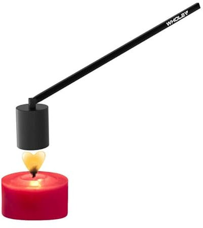 WHOLEV Kerzenlöscher aus Edelstahl, Kerzenlöscher Mit Langem Griff, Flammenlöscher aus Poliertem Edelstahl Zum Sicheren Löschen der Kerzenflamme, Schwarzes Kerzenlöscher-Zubehör Für Kerzenliebhaber