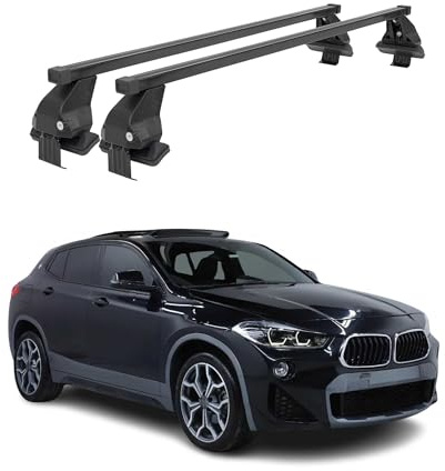 OMAC Menabo Dachträger für BMW X2 F39 2018-2023 Stahl Schwarz | DIN 75302:2019 & ISO/PAS 11154:2006 geprüft, Abschließbar, City-Crash-getestet, bis 50 kg Traglast, Querträger, Grundträger