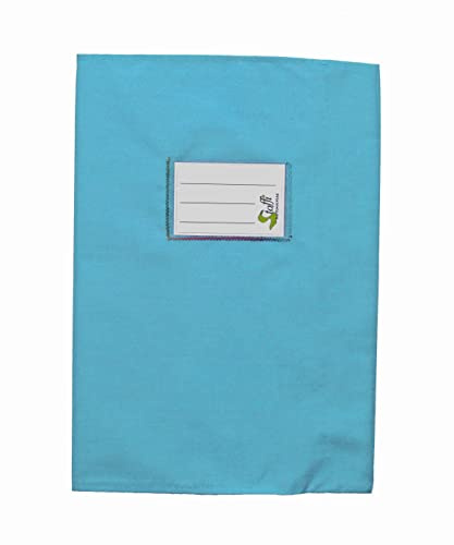 Stoffi Heftumschlag, Heftschoner aus Stoff für Schulhefte Din A4 und Din A5, nachhaltig, handmade (Din A5, hellblau Aqua)