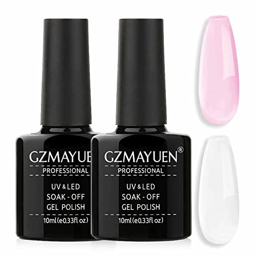 GZMAYUEN Gel Nagellack Set Milchig Weiß Rosa10ML