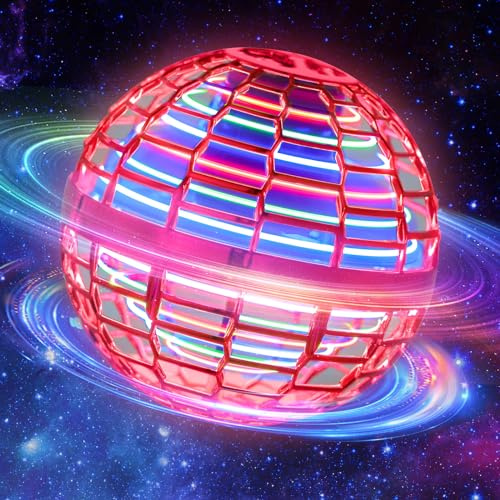 MERRYHOME Flying Ball Toys for Boys Grils: 2026 Fly Orb Cosmic Globe Boomerang Hover Ball, Hand Mini Drone, Flying Toy Fly Spinners for Kids Teens Adults Indoor Outdoor Toys (Red)