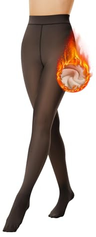 FOTOCITI Thermo Strumpfhose Damen Winter Gefütterte mit Fleece | Thermostrumpfhosen Bauchweg Warme Gefälschte Durchscheinend Dicke Plüsch Pantyhose