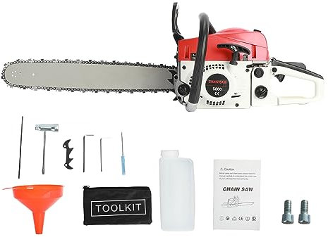 SamFansar Tronçonneuse à gaz de 50,8 cm, tronçonneuse à essence 58 cc, scie à chaîne à essence portable sans fil à 2 cycles, scie à chaîne à essence pour couper les arbres forestiers, bois 50,8 cm