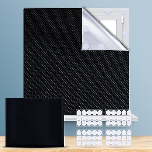 Ainiv Fenster Verdunklungsstoff, Dachfenster verdunkelung Sonnenschutz, 100% Dachfenster Verdunkelung, Tragbare Reise Verdunkelungsrollo mit 30 Paare Nano-Klebebänder, Cut to Any Size (300x145CM)