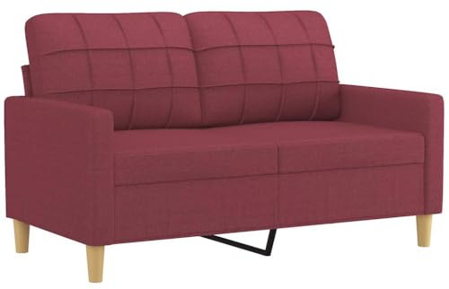 vidaXL Sofa 2 Sitzer, Couch für Wohnzimmer, Polstersofa mit Metallgestell, Loungesofa Zweisitzer Wohnzimmersofa Wohnzimmermöbel, Weinrot Stoff