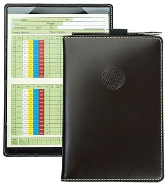 DELMON VARONE - Personalisierbarer Golf Scorecard Halter inkl. Minikugelschreiber aus Premium Cambridge Top Grain Leder braun - Scorekartenhalter DIN A6 - Mappe/Holder für Scorekarten Etui 11x16cm