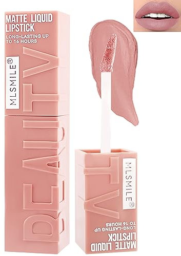 Mat Rouge à Lèvres Liquides-Nude Rose Très Pigmenté Étanche Longue Durée Antiadhésif La Tasse ne se Décolore pas Brillant à Lèvres, Cadeau Maquillage De Noël & Saint-Valentin pour Femmes-01#