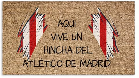 SAQUITOMAGICO Felpudo Atlético de Madrid | Felpudo Original y Divertido para Aficionados al Fútbol | Alfombra de Entrada Antideslizante para Casa | Decoración de Hogar para Hinchas Colchoneros