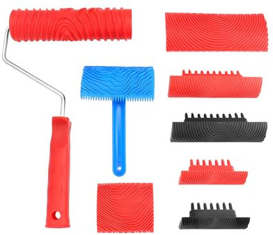 QWORK® 8 Stück Holzmaserung Werkzeug, Gummi Malwerkzeug für Wanddekoration, für Heimdekoration