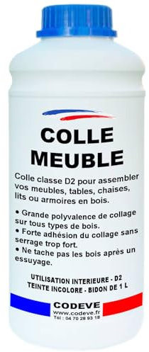 Colle Plinthe - Codeve Bois - 1L - Intérieur - Pour L'assemblage De Vos Plinthes En Chêne, Pin, Hêtre, Merisier, Stratifié Ou Mdf.