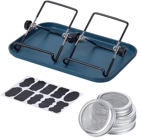 Kit de tarros de germinación – Frascos de germinación con boca ancha | Kit de germinación con bandeja | Soporte de acero inoxidable | Kit de germinación de plántulas de cultivo