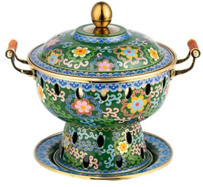 OYWEHECE Einzelne Person, Kleiner Kupfertopf, Alter Pekinger Kleiner Dicker Kuh-Hot Pot, Chinesischer Traditioneller Cloisonné-Hot Pot, Kommerzieller Alkoholanteil, Roter Kupfer-Hot Pot,L