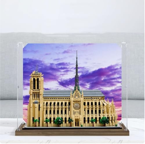 Vitrina acrílica transparente, para Lego 21061 modelo Notre Dame de Paris, caja transparente, caja de almacenamiento, caja expositora, compatible con modelo 21061. (solo caja de exhibición) (base de