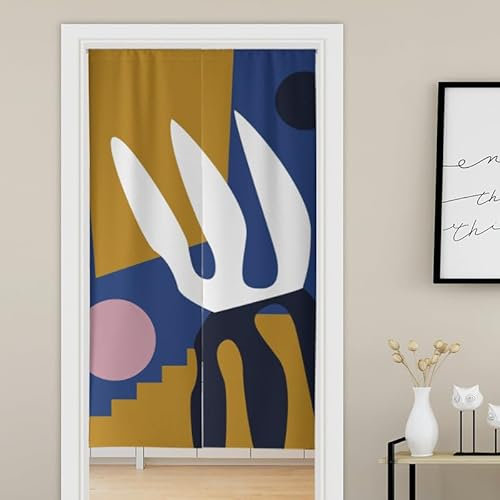 Patio Door Curtains Mustard Yellow Blue Kitchen Curtains Polyester Room Divider Curtains Front Door Curtain Washable Cafe Curtains for Kitchen Curtain for Door Blackout Door Curtain 80x140cm
