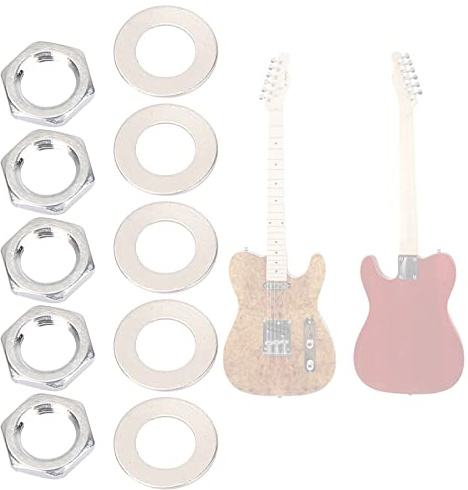 5 St¨¹ck Gitarrenmuttern, Metall-Klinkenbuchsen-Ersatzmuttern f¨¹r E-Gitarre und Bass mit Unterlegscheiben-Set f¨¹r Klinkenbuchsen-Durchmesser von 7?9 Mm (M8)