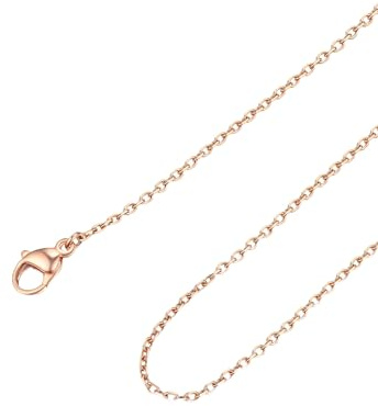 FOCALOOK Edelstahl Kette Damen 1mm/1.4mm/2mm/2.5mm Halskette für Anhänger | Kettenlänge: 35cm-75cm, 4 Farben: Silber/Gold/Schwarz/Rosegold, Kann einzeln oder mit Anhänger getragen werden