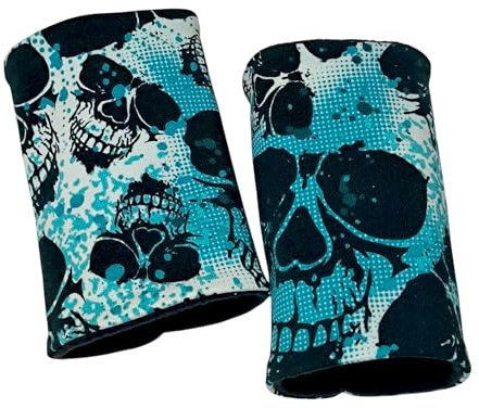 Britta Meier Pulswärmer aus Baumwoll-Jersey und Baumwoll-Fleece, kuschelweich (Petrol-Black-Skull)
