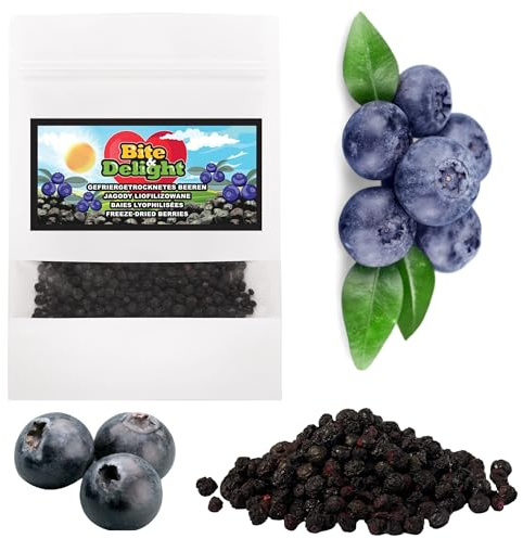Bite & Delight Arándanos liofilizados 200g – Snack crujiente, dulce y saludable sin aditivos – Fruta deshidratada 100% natural