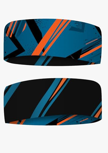 Sport Stirnband – Nachhaltig, Nahtlos, Elastisch (Blau Orange)